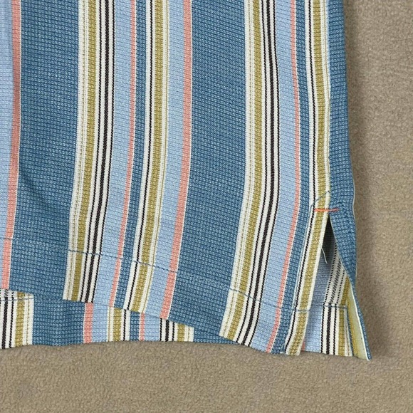 Tommy Bahama Button Up Shirt Adult Large Blue Striped Hawaiian Beach Silk Mens - Picture 3 of 10